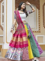 White Maslin Cotton Readymade Navratri Lehenga Choli